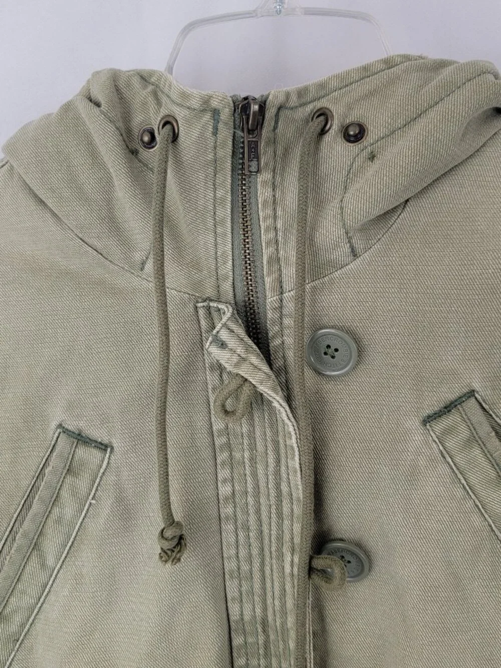 ABERCROMBIE & FITCH Womens Jacket M Cropped GREEN Utility Bomber Quilted VTG Y2K - Picture 2 of 15